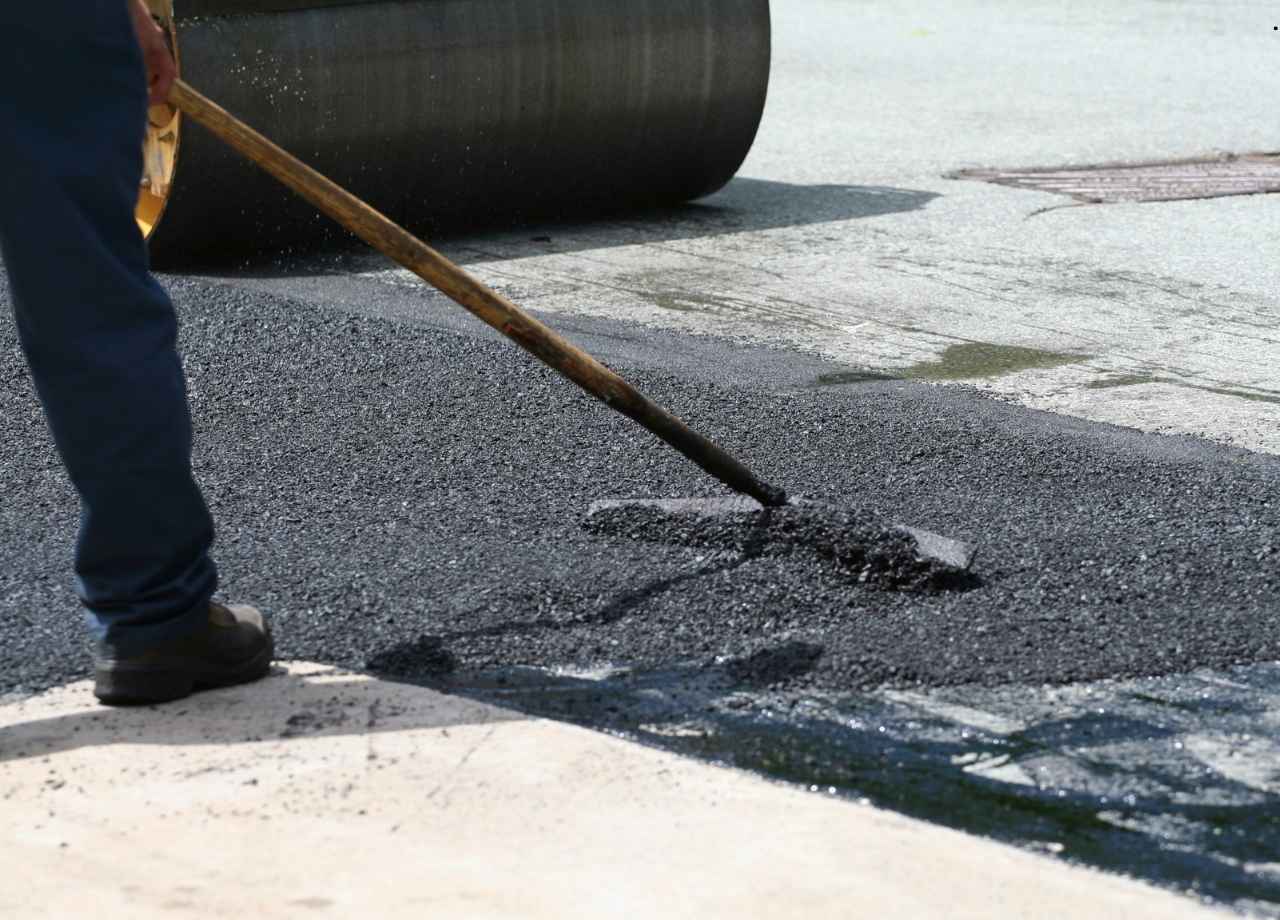 asphalt being laid down