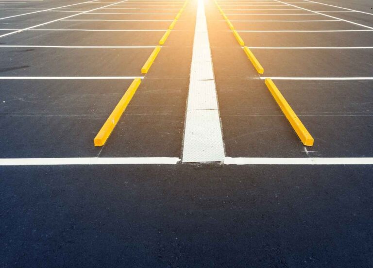 parking lot with freshly marked roads