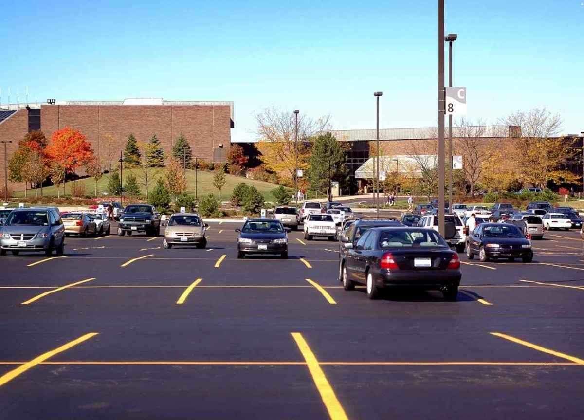 Parking lot with cars in the lot