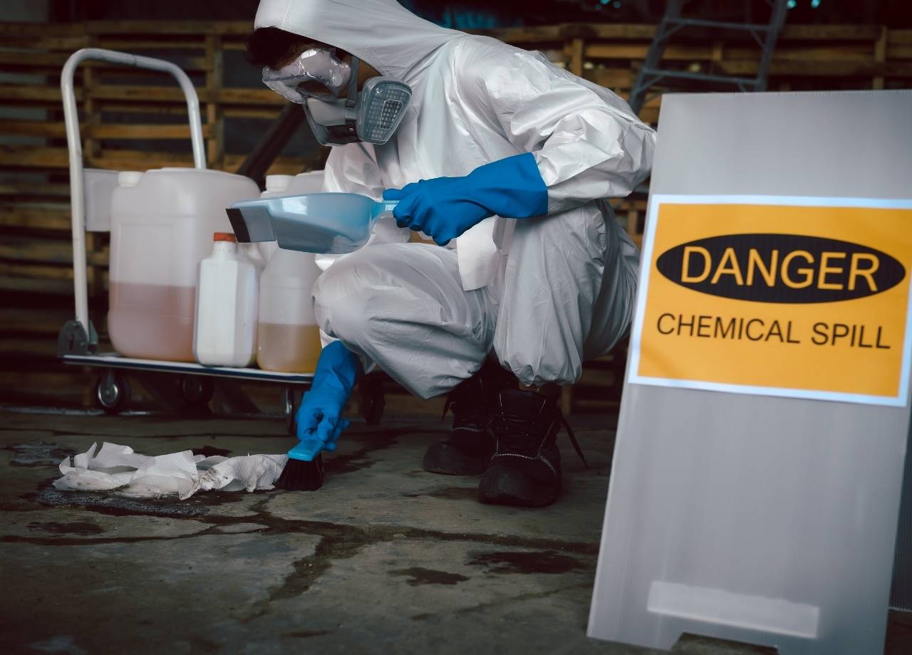 chemical spill cleaning is hazmat suit