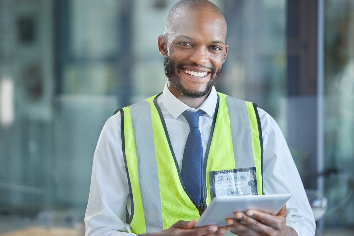 A young male engineer with tablet