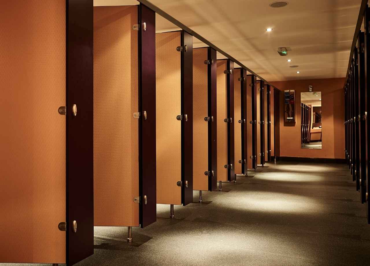 clean and tidy commercial restroom