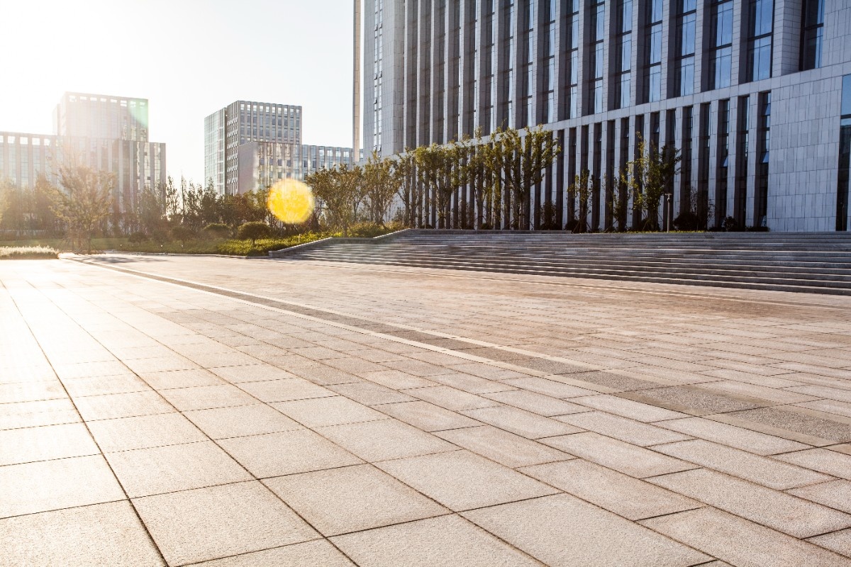 Professional looking pavers outside office