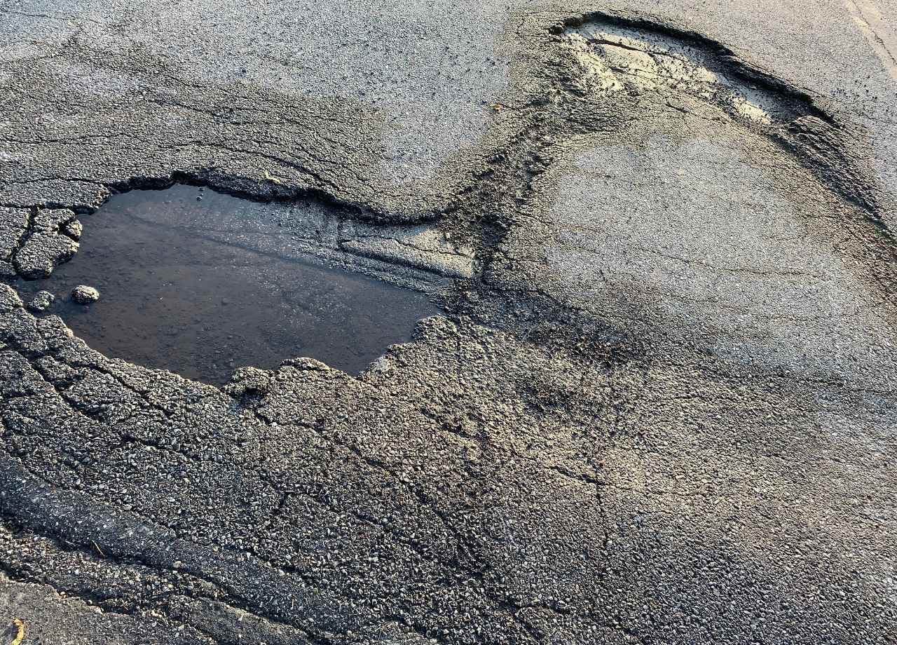 potholes in asphalt